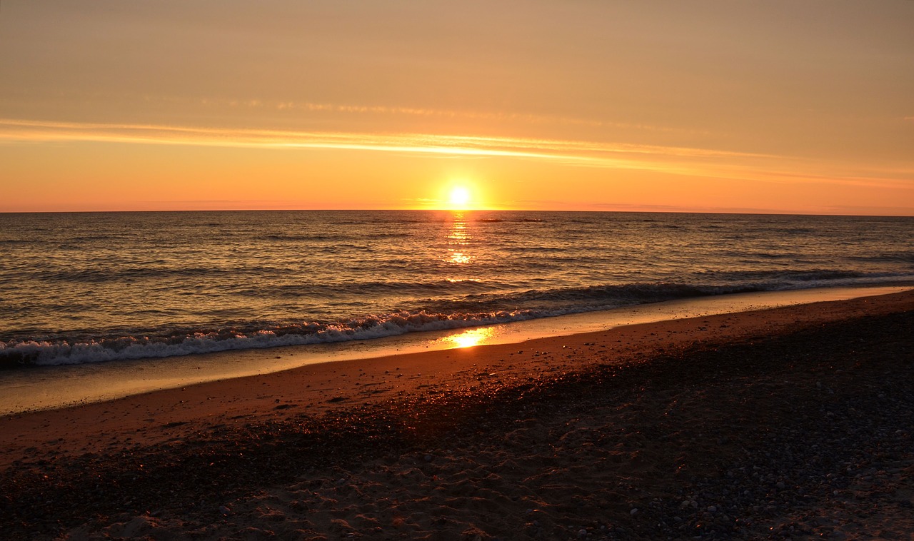 Sunset over Velika Plaza beach in Ulcinj Montenegro